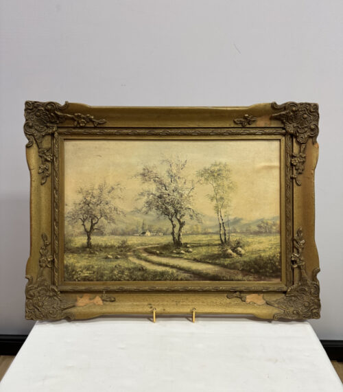 Landschaftsgemälde von Carl van Niekerk mit dekorativem Barockrahmen