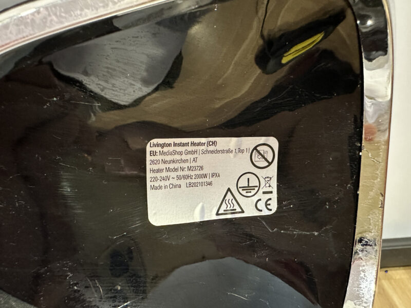 Livington Instant Heater Modell M23726 Infrarotstrahler mit Display und Wandhalterung - Image 3