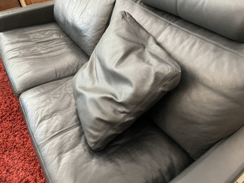 3er Ledersofa von Erpo mit Aluminiumfüssen und verstellbarer Kopfstütze - Image 3