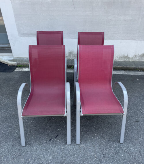 4er-Set Gartenstühle mit Alurahmen – stapelbar und wetterfest