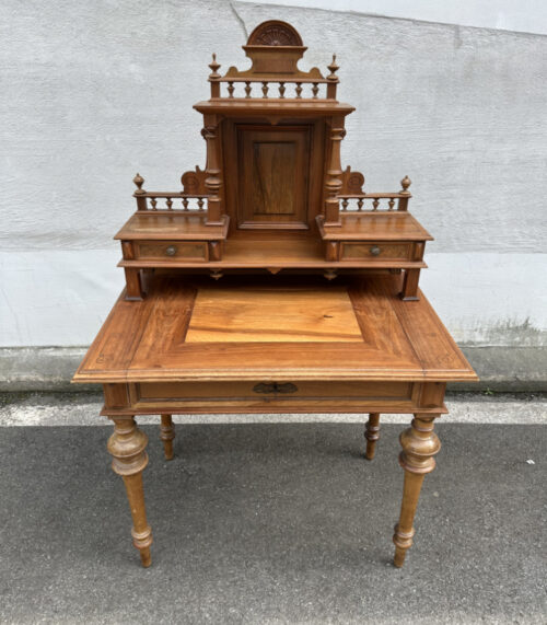 Antiker Gründerzeit Sekretär mit Aufsatz und Intarsien – aus massivem Holz um 1880