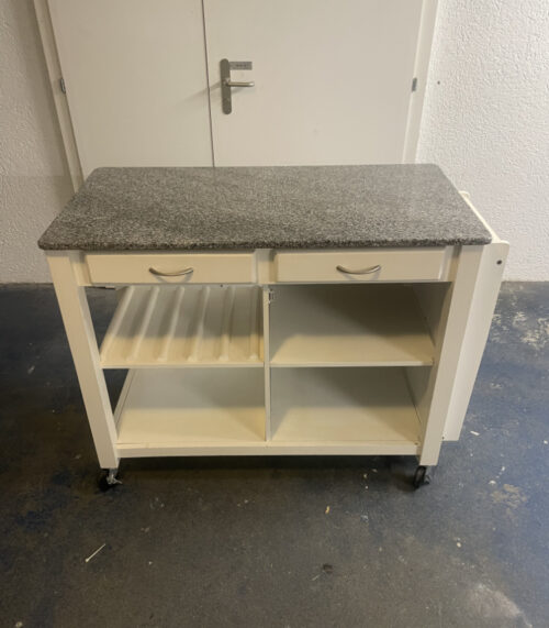 Rollbarer Küchenwagen mit Granitplatte und Stauraum