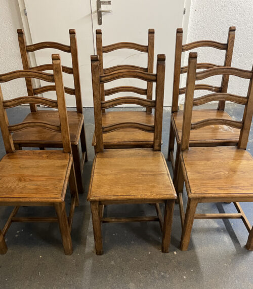 6er-Set Esszimmerstühle aus massivem Eichenholz