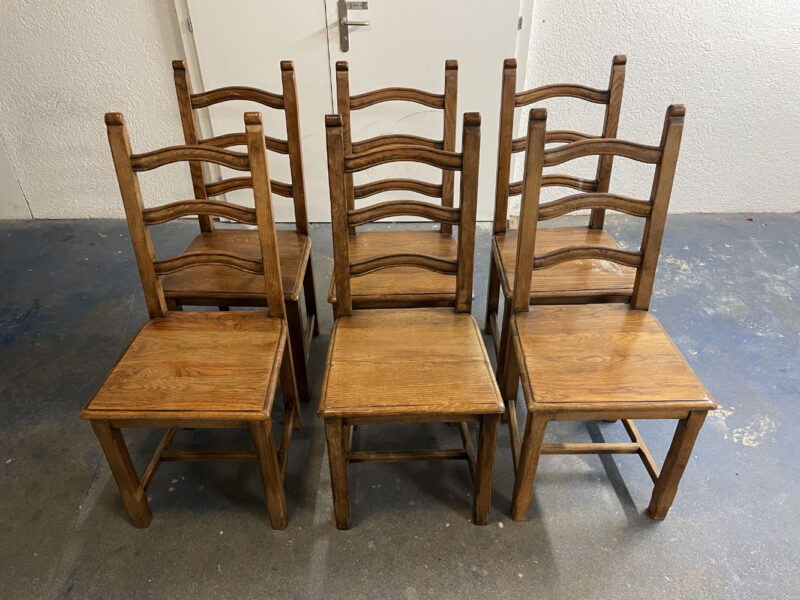 6er-Set Esszimmerstühle aus massivem Eichenholz
