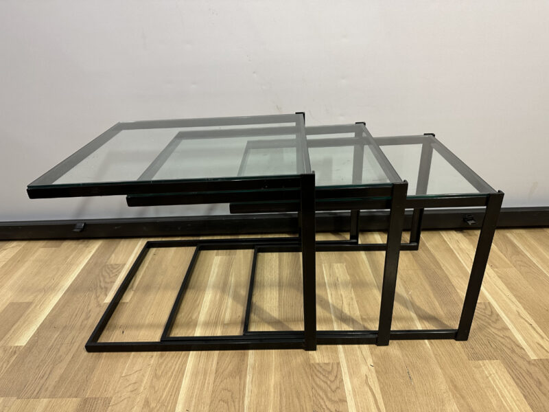 3-teiliges Beistelltisch-Set aus Glas und Metallrahmen - Image 2