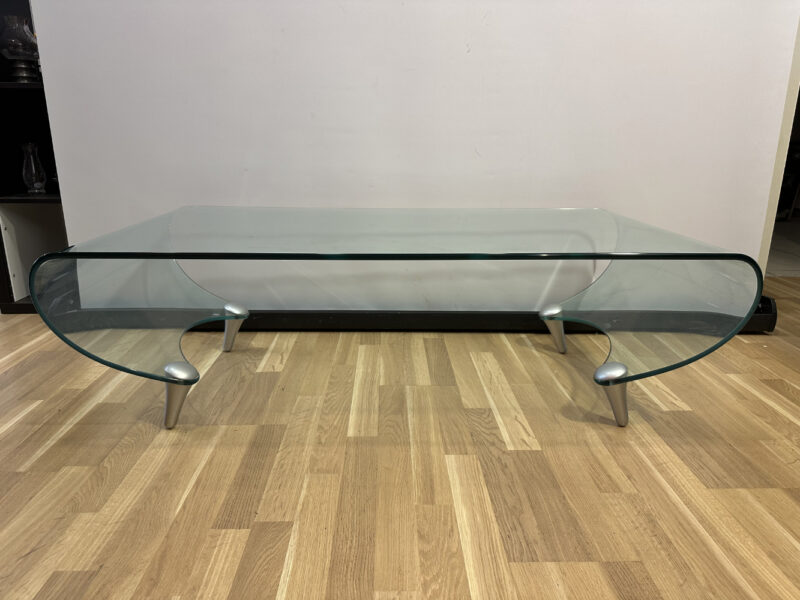 FIAM Italia Glastisch aus gebogenem Glas – Designerstück mit Aluminiumfüssen - Image 3