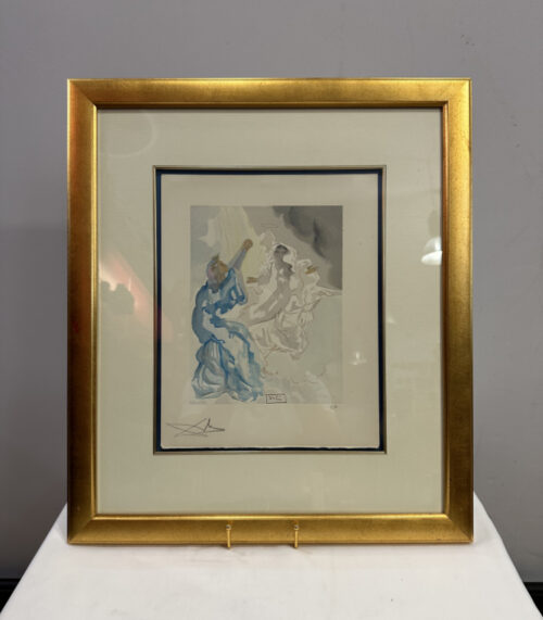 Salvador Dali „Die Seelen“ aus der Göttlichen Komödie im Goldrahmen, 47x 59 cm