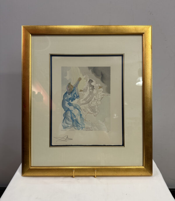 Salvador Dali „Die Seelen“ aus der Göttlichen Komödie im Goldrahmen, 47x 59 cm