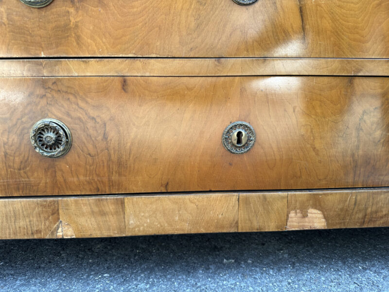 Originale Biedermeier Kommode mit Nussbaumfurnier und Säulenverzierung - Image 9