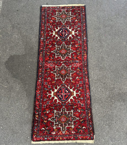 Orientalischer Teppichläufer mit geometrischem Medaillon Muster 174 x 63 cm