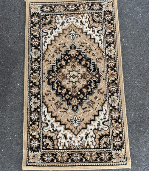 Orientteppich mit floralem Medaillonmuster in Beige und Braun 112 x 64 cm