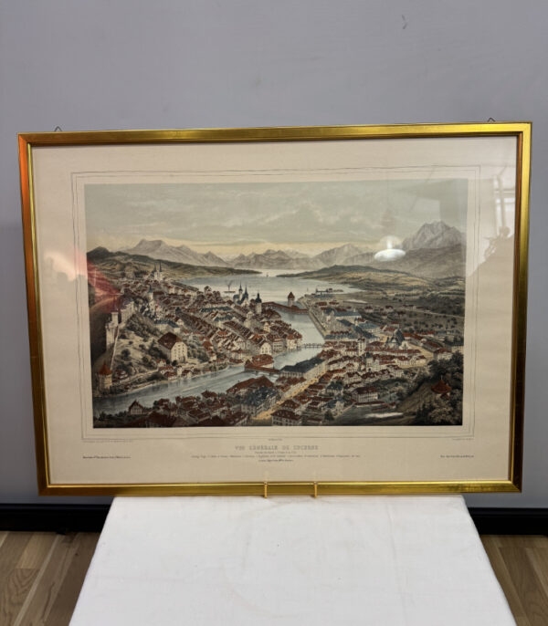 Antike kolorierte Lithographie „Vue Générale de Lucerne“ – Eglin Frères um 1860