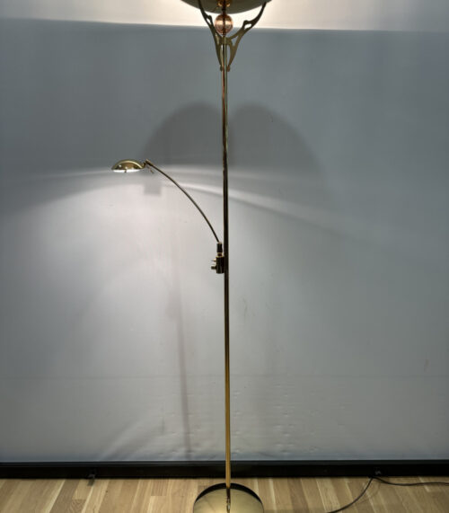Vintage Stehleuchte in Goldoptik mit Lesearm und Dimmer