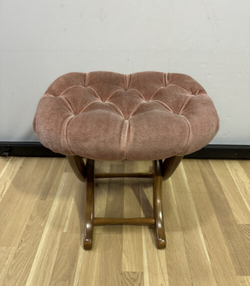 Vintage Hocker mit Kreuzgestell und Polsterauflage, M. Willi AG