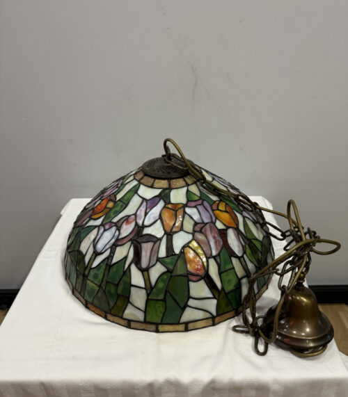 Tiffany Deckenlampe mit floralem Glas Mosaik von Haller