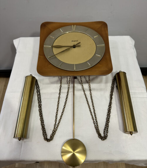 Vintage Junghans Wanduhr mit Pendel und Gewichten