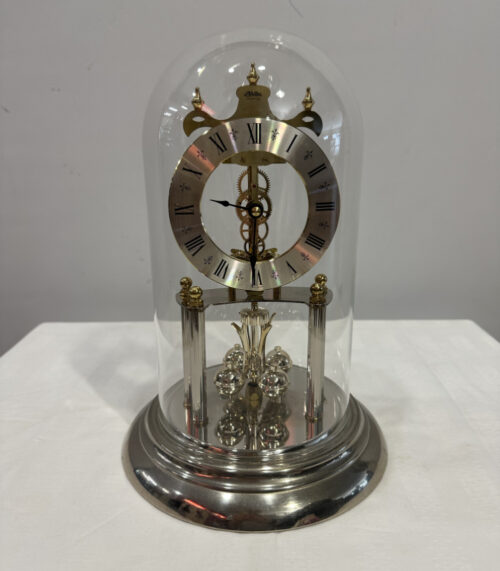 Vintage Haller Quartz Drehpendeluhr mit Glasdom und Pendelbewegung