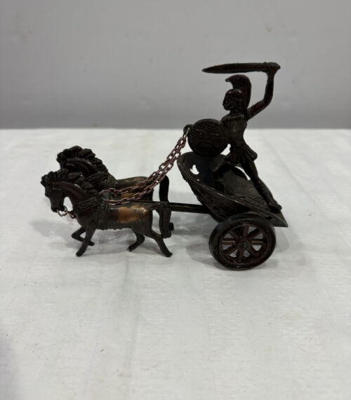 Vintage Bronzefigur – Römischer Streitwagen mit Pferden, ca. 1950-70er Jahre
