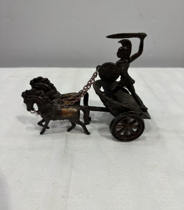 Vintage Bronzefigur – Römischer Streitwagen mit Pferden, ca. 1950-70er Jahre