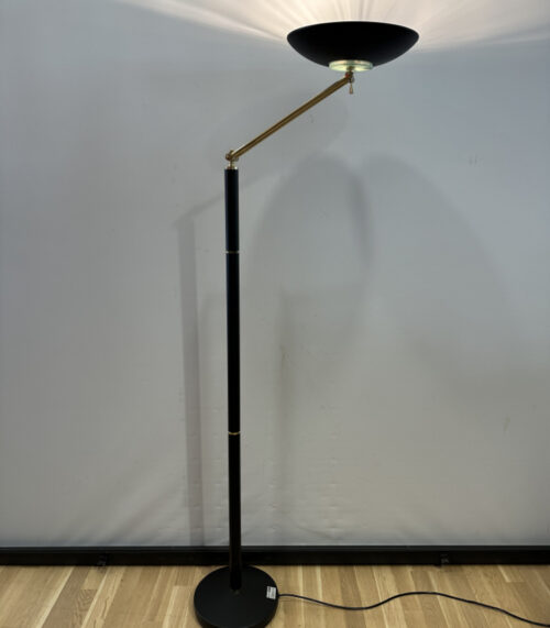 Elegante Halogen Stehlampe in Schwarz-Gold, dimmbar