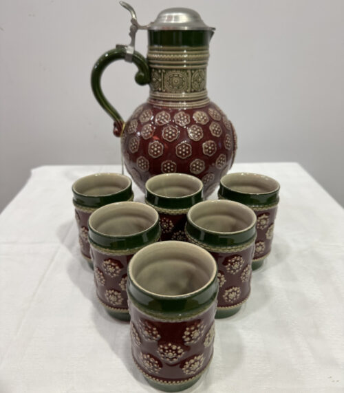 Vintage Bierkrug-Set von Marzi & Remy mit Zinndeckel, um 1970