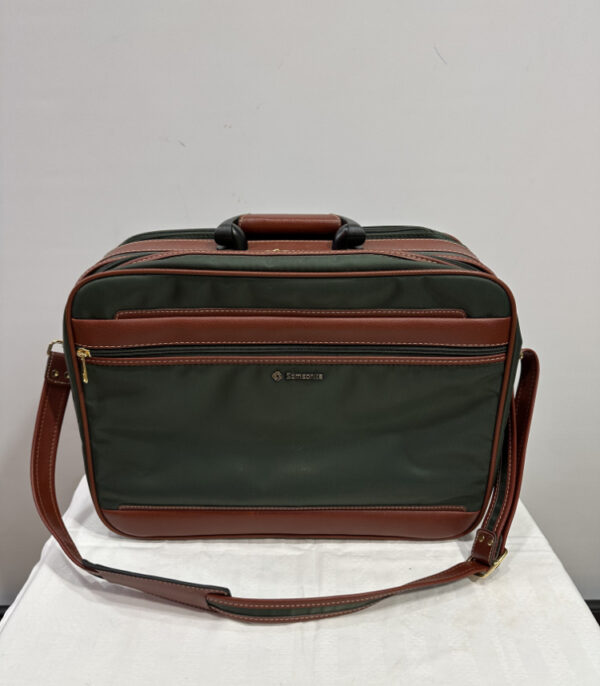 Samsonite Reisetasche in Grün mit braunen Leder Details