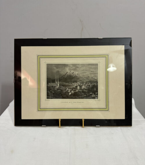 Historischer Stahlstich „Luzern mit dem Pilatus“