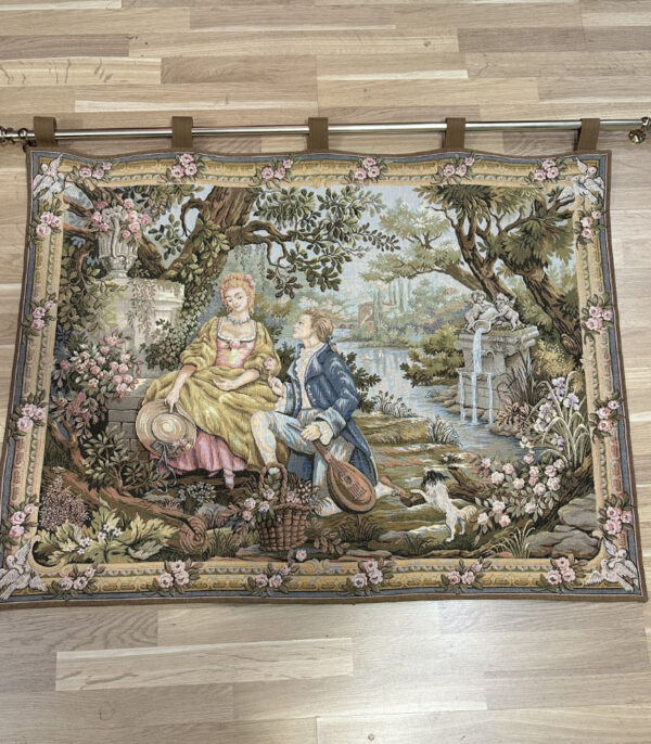 Tapisserie Wandteppich „Jardin d’Amour“ mit Stange – Marc Waymel, 1987
