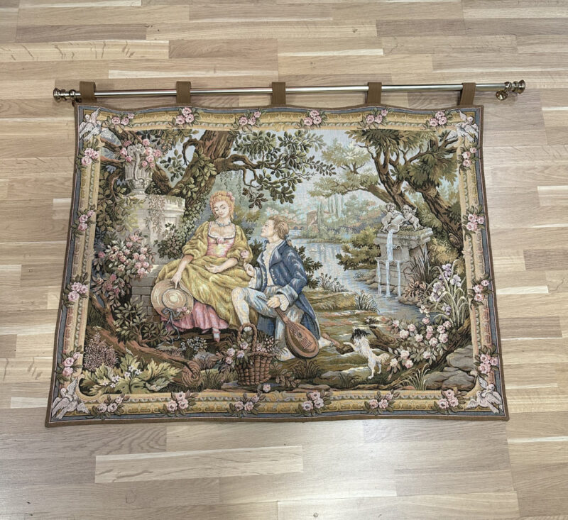 Tapisserie Wandteppich „Jardin d’Amour“ mit Stange – Marc Waymel, 1987