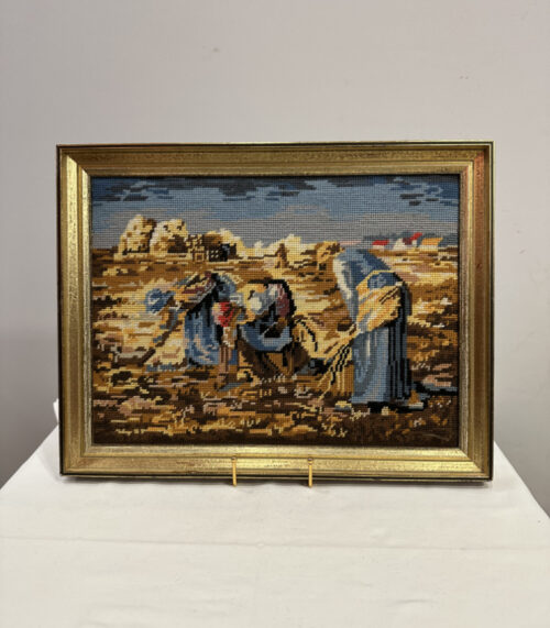 Gobelin Stickerei nach Jean-François Millet "Die Ährenleserinnen" im Goldrahmen