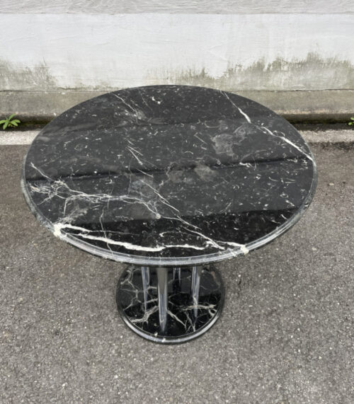 Runder Marmortisch mit Chromgestell, Durchmesser 79 cm