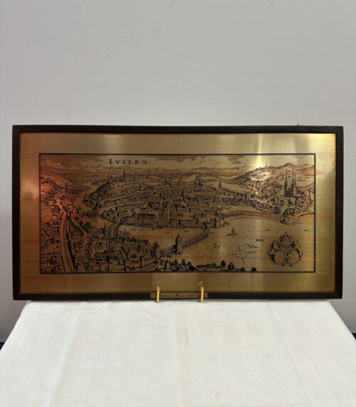 Geätzte Kupferplatte „Luzern“ nach Matthäus Merian 60 x 32 cm