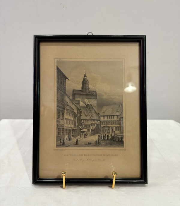 Antiker Stahlstich "Ein Theil des Marktplatzes in Osterode" Hornemann & Höfer, Verlag G. L. Lange Darmstadt