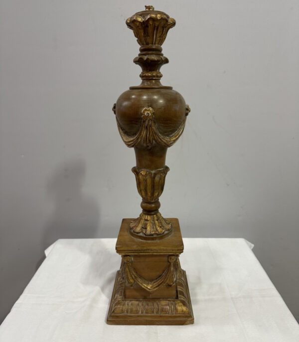 Vintage Lampenfuss im Barockstil aus Holz, Made in Italy