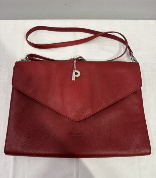 Vintage Picard Damen Umhängetasche aus rotem Leder