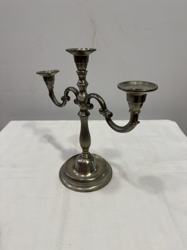 Antiker 3-flammiger Kerzenhalter aus 95% Zinn – Bild 2