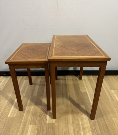 Vintage Beistelltisch Set mit Intarsienfurnier, ca. 1960er Jahre