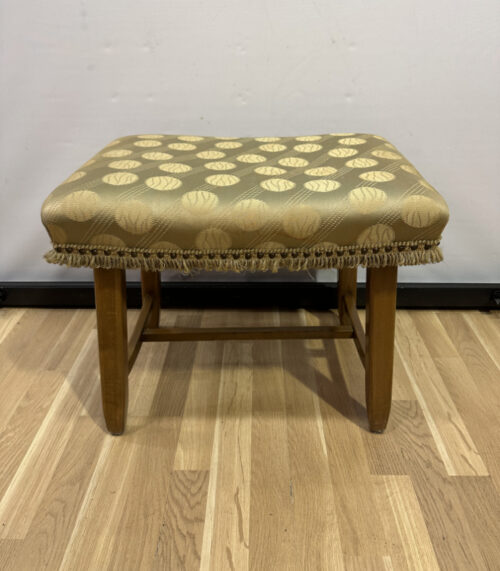 Vintage Hocker mit gemustertem Stoffbezug, ca. 1960er Jahre