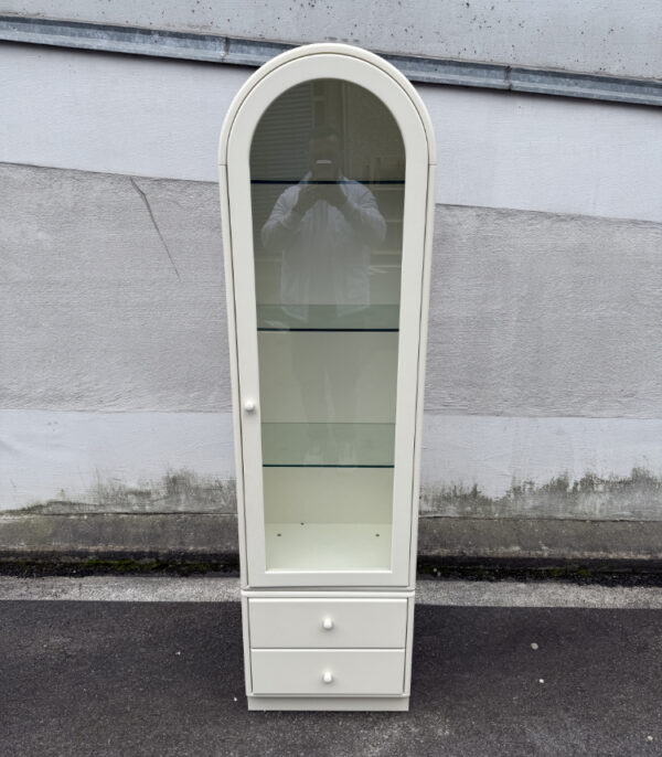 Hülsta Vitrine in Weiss mit Glasböden und Schubladen