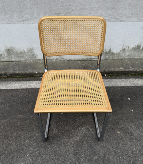 Freischwinger-Stuhl Cesca – Made in Italy, Geflecht & Chrom