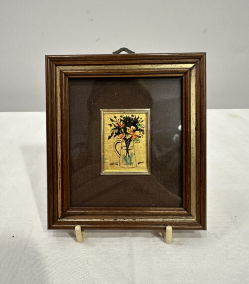 Miniaturbild Blumenstillleben auf Blattgold von Creazioni Artistiche, Italien 10 x 11 cm
