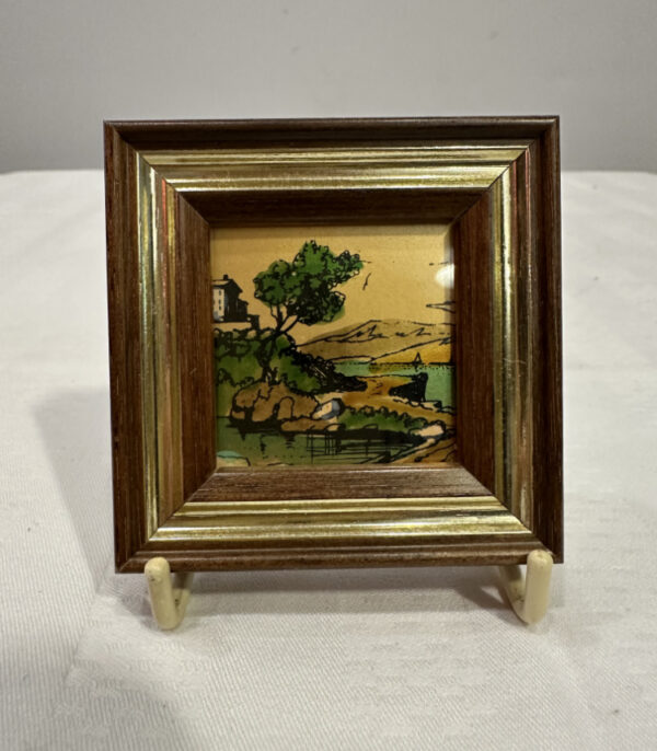 Italienisches Miniaturbild mit Landschaftsmotiv auf 22-Karat-Blattgold