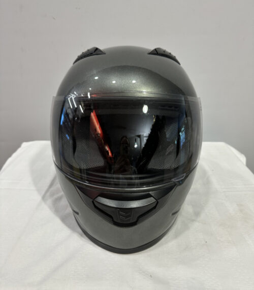 Motorradhelm Grau S (55–56 cm) – Vollvisier mit Belüftung und Klarsichtvisier