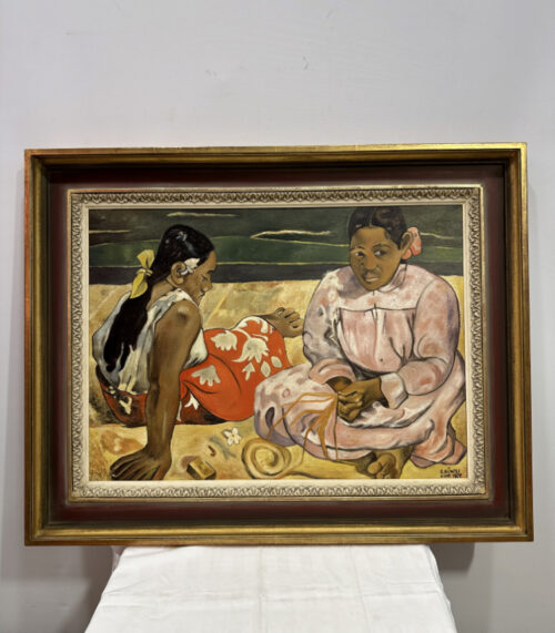 Ölbild „Tahitianische Frauen am Strand“ nach Paul Gauguin, Erwin Künzli 1959, 94 x 74 cm