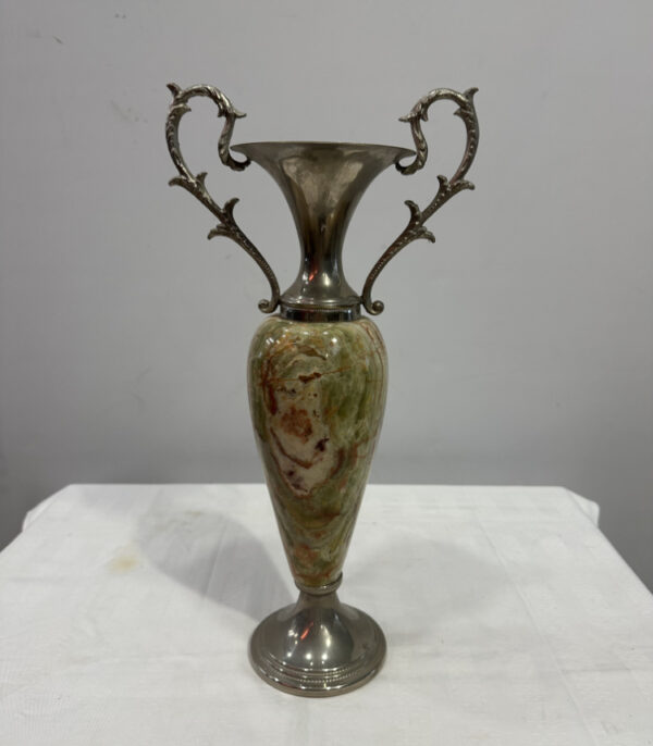 Vintage Onyx Kerzenhalter mit Metallgriffen