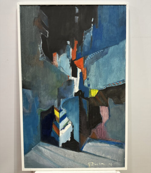 Georges Dulk – Abstrakte Komposition mit Farbfeldern, Öl auf Leinwand, 1978