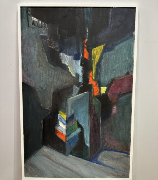 Abstraktes Gemälde von Georges Dulk, 1978 – Öl auf Leinwand, 72 x 112 cm