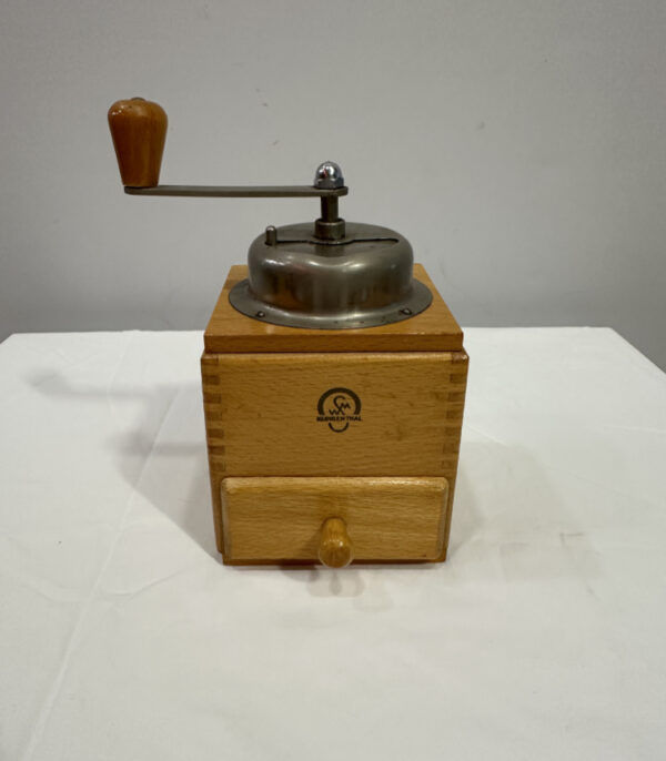 WSM Kungenthal Kaffeemühle aus Holz und Metall um 1950