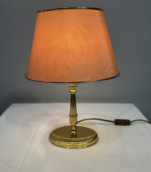 Vintage Tischlampe mit Messingfuss und Stoffschirm ca. 70er/80er Jahre