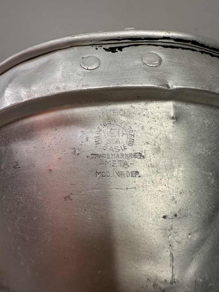Vintage META-50 Kochset aus Aluminium mit Brenner und Griffen ca. 1950er Jahre – Bild 3